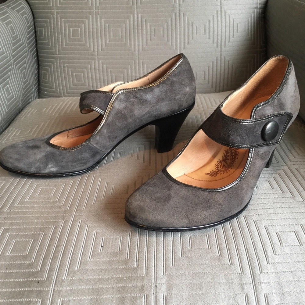Gray Suede Sofft Mary Janes